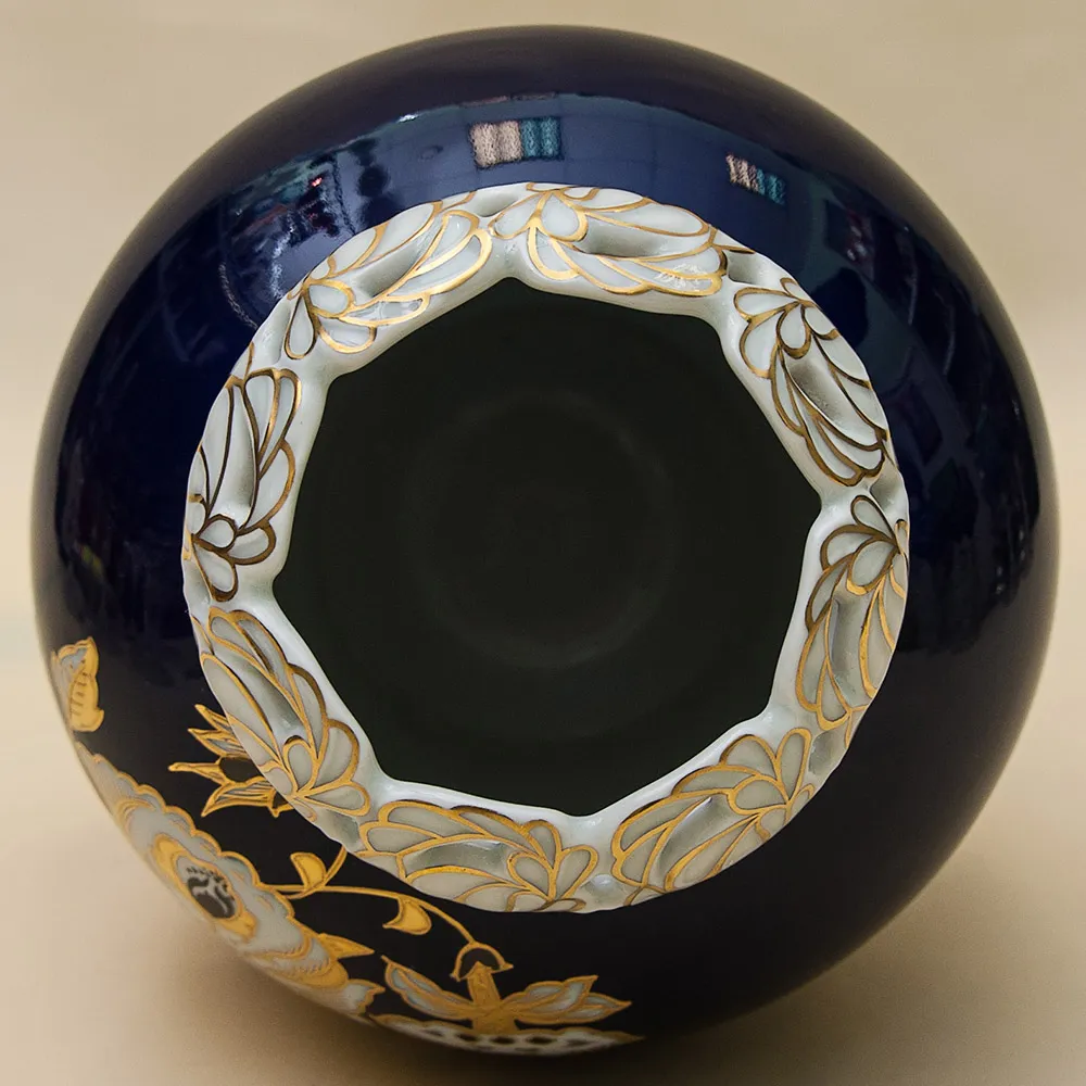 Кобальтовая Коллекционная Ваза «Золотая Роза» WALLENDORF, Германия -1963 год.