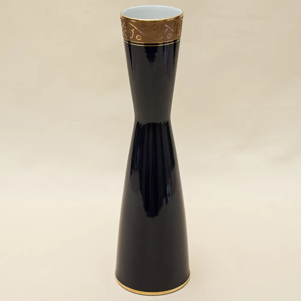 Винтажная Фарфоровая Ваза, Кобальт - Золото, Waldershof Германия, 70 -е годы ХХ века.