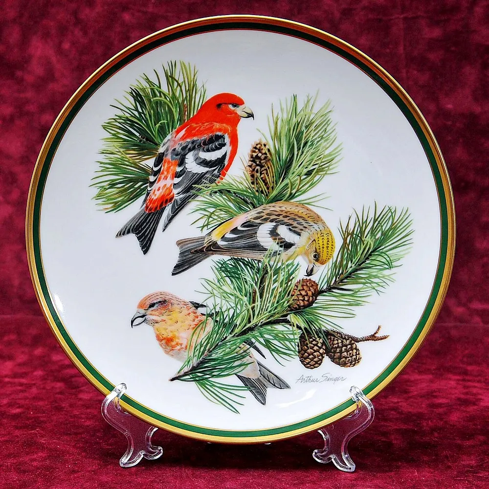 Коллекционная Тарелка - Блюдо «Клест Белокрылый» Фарфор, Franklin Porcelain США - 80-е гг..