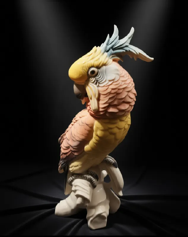 Большая Птица - Фарфоровая Статуэтка «Розово - Жёлтый Какаду» Н -36 см., Karl Ens Германия.