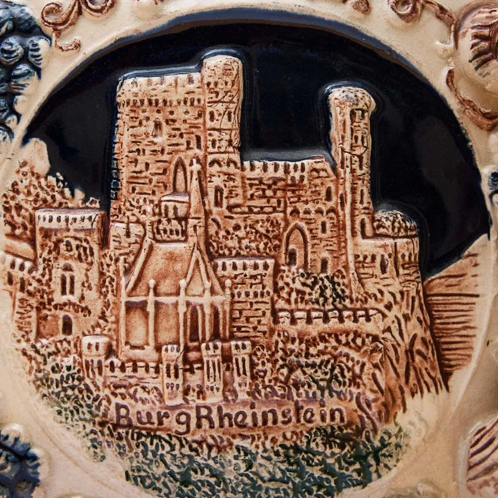 Крюшонница - Горшок для Глинтвейна «Старинные Замки» + 4-е Кружки Фаянс Германия