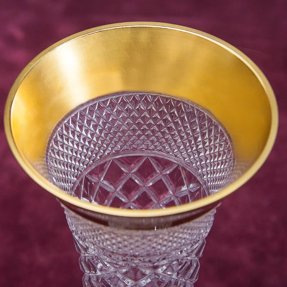 Хрустальная Ваза с Золотым кантом, Н - 20 см., SCHONBORNER, Германия 60-е гг.