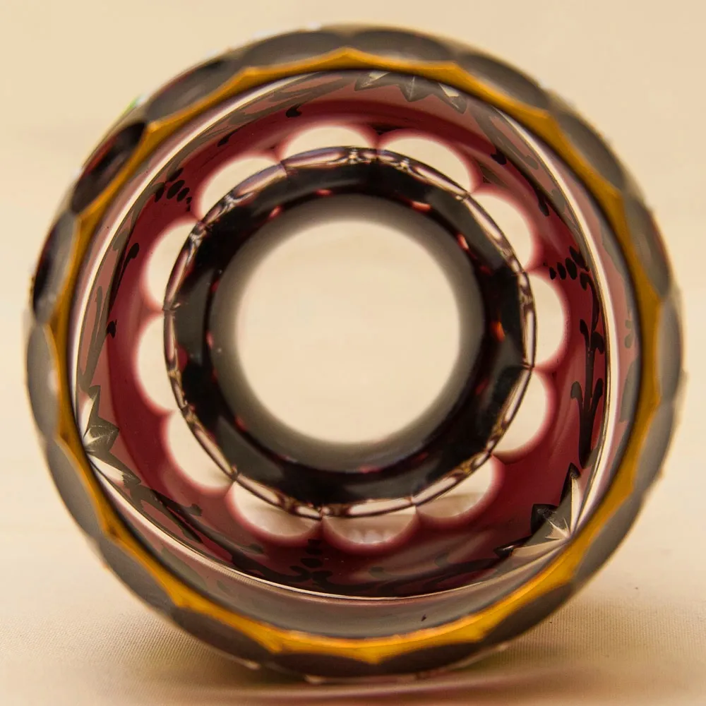 Коллекционная Ваза - Кубок, Цветочная Эмалевая роспись, Хрусталь ERNST WITTIG, Германия середина ХХ века.