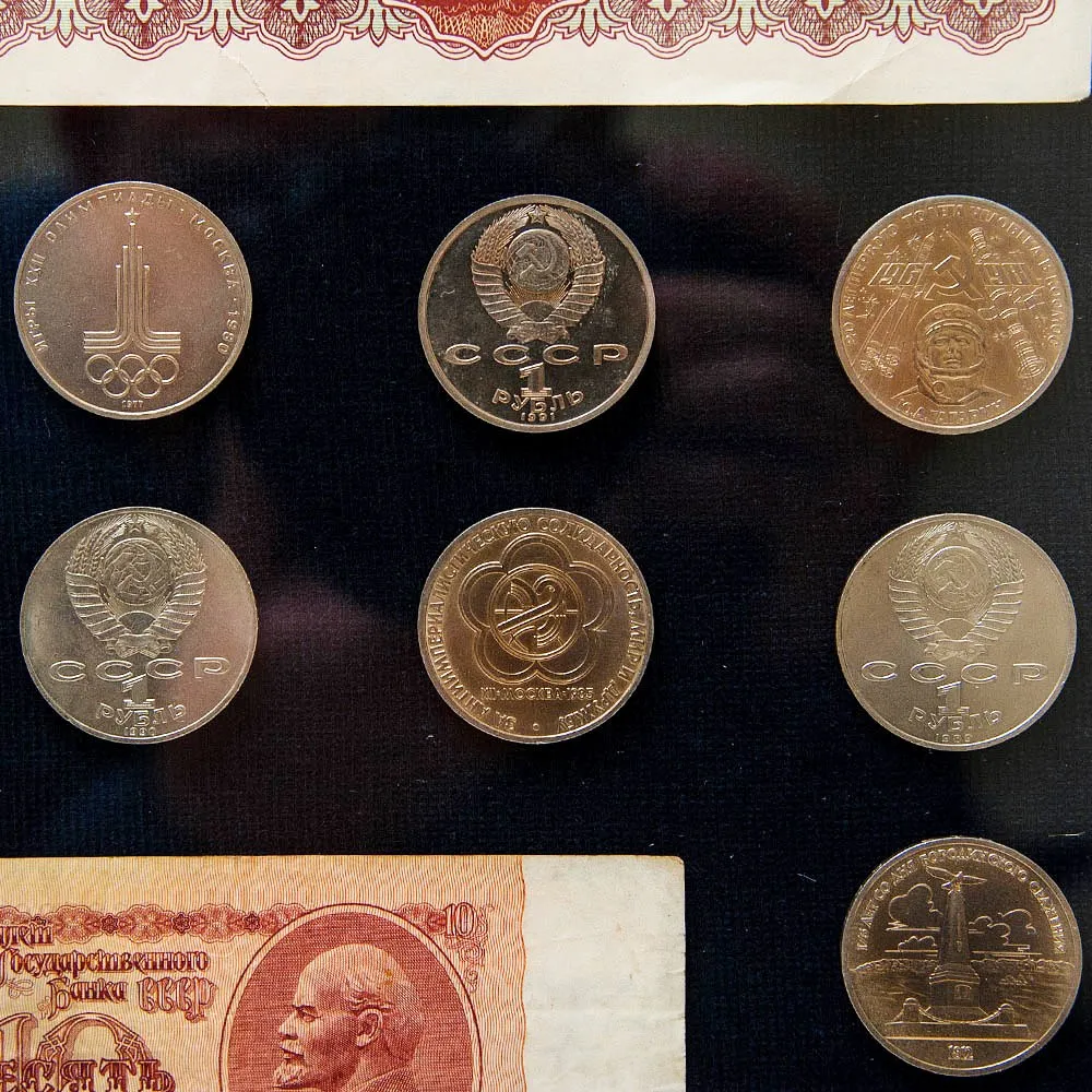 Настенное Коллекционное Панно - Картина «Советские монеты и Банкноты», СССР.