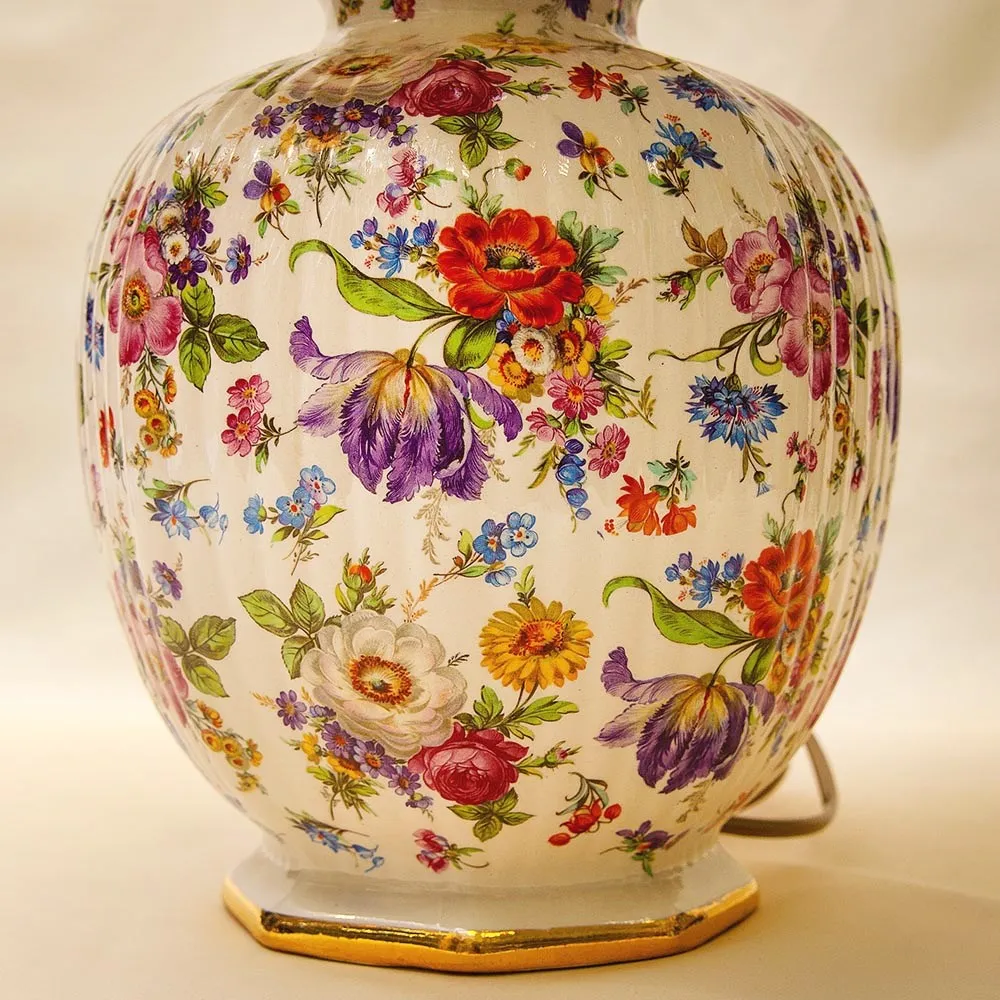 Большая Настольная Электрическая Лампа - Светильник «Цветочная Симфония» Бельгия Н-76 см.