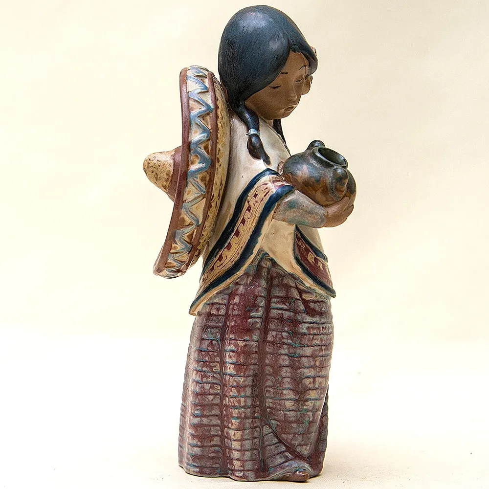 Коллекционная Фарфоровая статуэтка «Девочка в сомбреро» серия Грес Lladro, Испания - 1984 год.