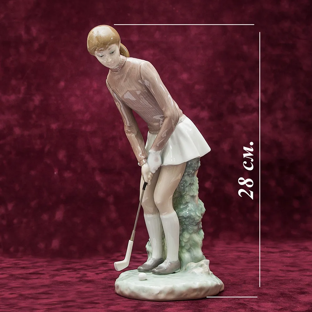 Редкая! Коллекционная Фарфоровая статуэтка «Гольфистка» Lladro, Испания - Н-28 см.