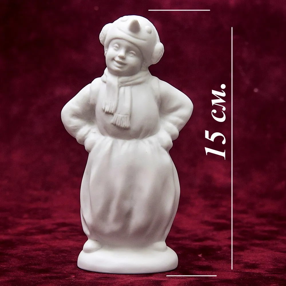 Коллекционная Авторская Статуэтка «Снеговик» из серии «Детский Утренник», фарфор ИФЗ, Россия.