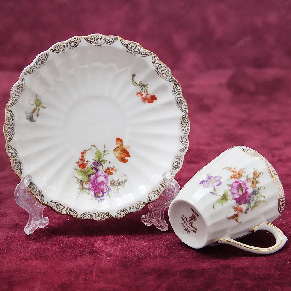 Антикварная Кофейная пара «БУКЕТ», Wurttemberg Германия, 1904 - 1934 годы.