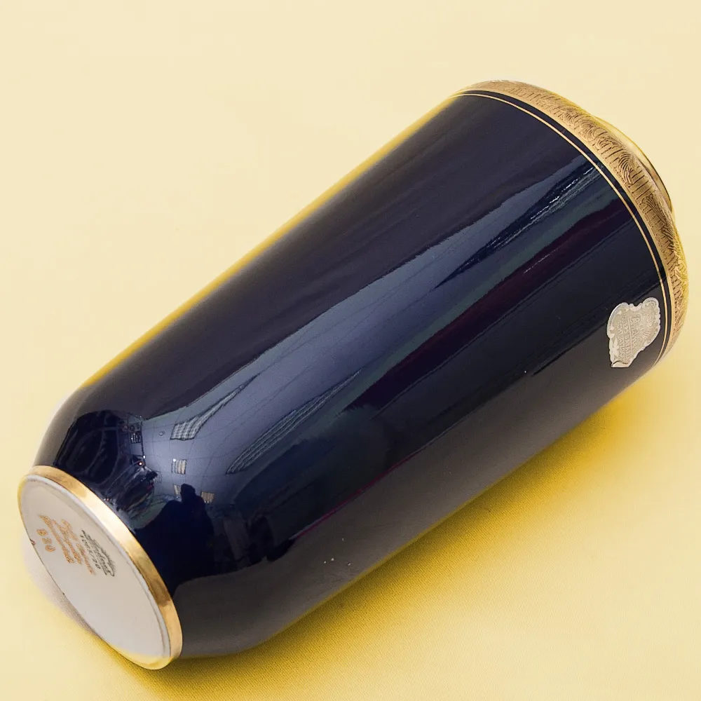 Винтажная Ваза Кобальт с Золотым Орнаментом Lindner Бавария, Германия 60 -е годы ХХ века.