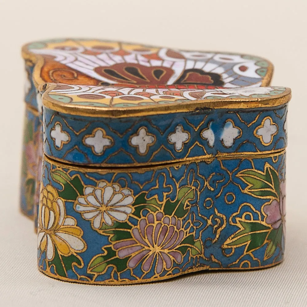 Винтажная Шкатулка - Бонбоньерка «БАБОЧКА» в технике «Клуазоне», Китай 50-е годы ХХ века. 