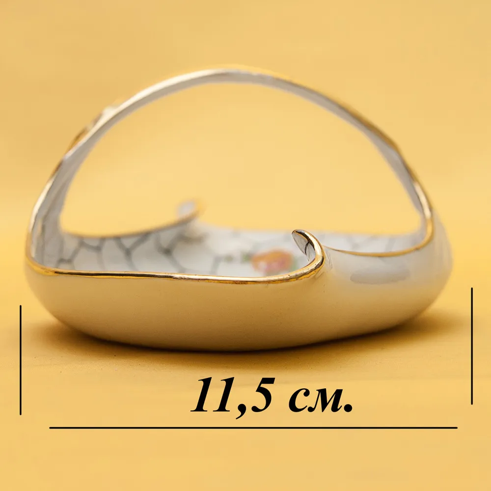 Винтажная Сервировочная  Корзинка - Мелочевница «Розовый букет» Фарфор Limoges Лимож Франция.