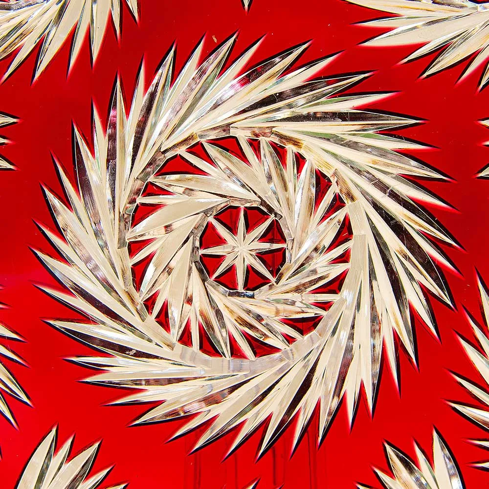 Сервировочное Блюдо - Фруктовница Красного Хрусталя GUTEZEICHEN Германия D-29 см., конец 60-х гг.