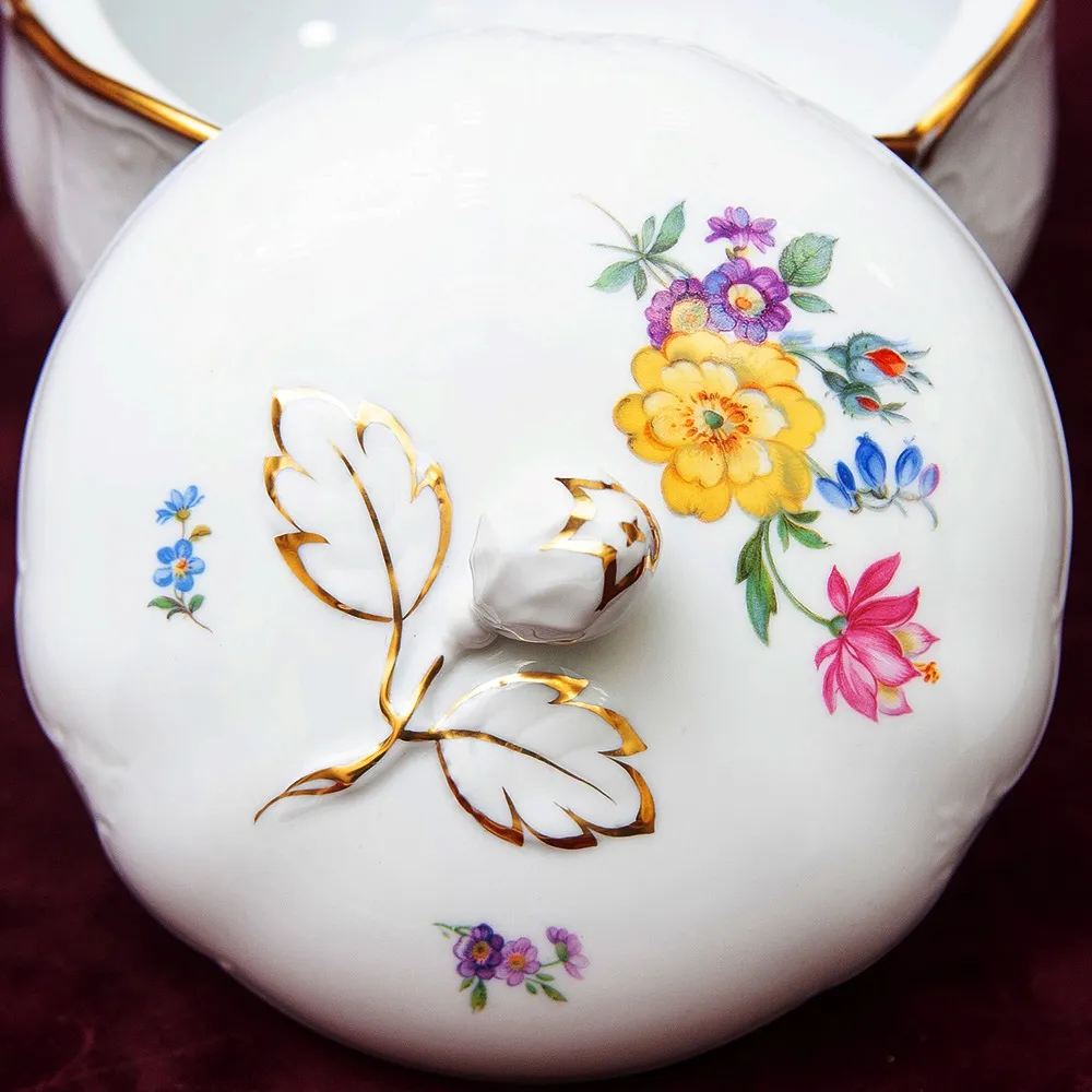 Фарфоровая Сахарница - Конфетница «Летний сад» Furstenberg, Германия середина ХХ века.