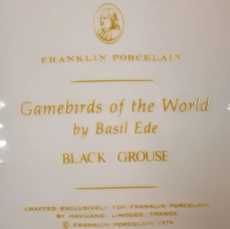 Коллекционная Тарелка «Тетерев - Тетёрки» Фарфор Лимож Limoges Франция 1979 год.