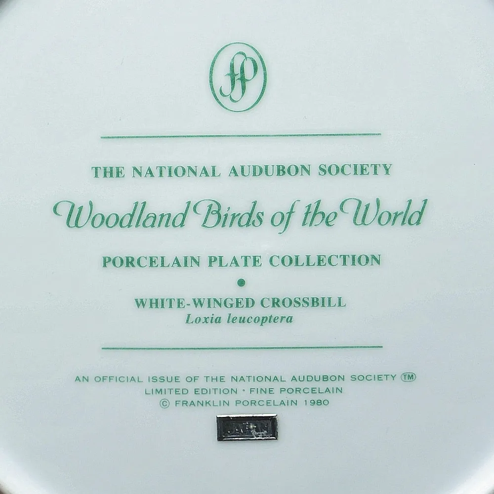 Коллекционная Тарелка - Блюдо «Клест Белокрылый» Фарфор, Franklin Porcelain США - 80-е гг..