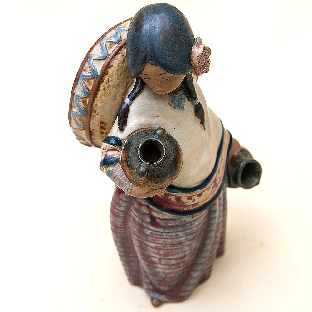 Коллекционная Фарфоровая статуэтка «Девочка в сомбреро» серия Грес Lladro, Испания - 1984 год.