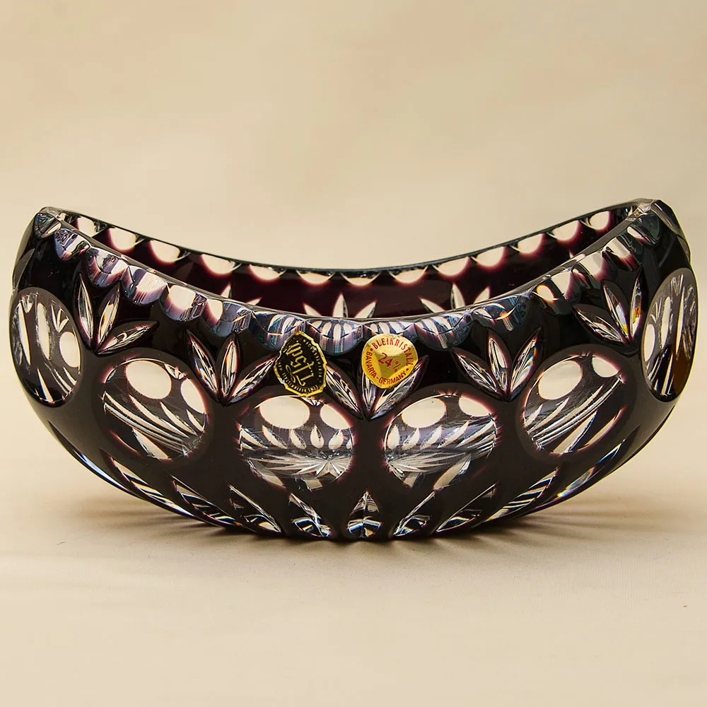 Ваза-Конфетница «ЛАДЬЯ» Цветной Хрусталь Trischler Winterhalder Германия 70-е гг.