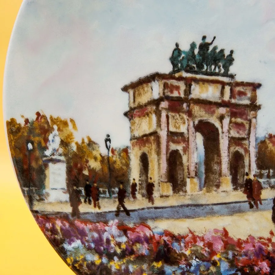 Коллекционная Тарелка «Париж - Сад Тюлирьи и Арка Каррузель» Фарфор, Лимож, Limoges, Франция.