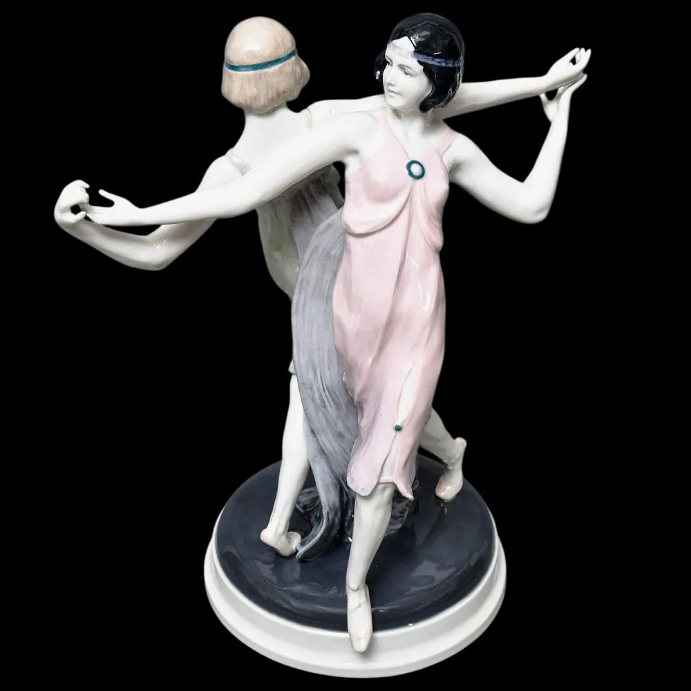 Антикварная Фарфоровая статуэтка «Танцующие девушки», Karl Ens Германия, первая половина ХХ века. 