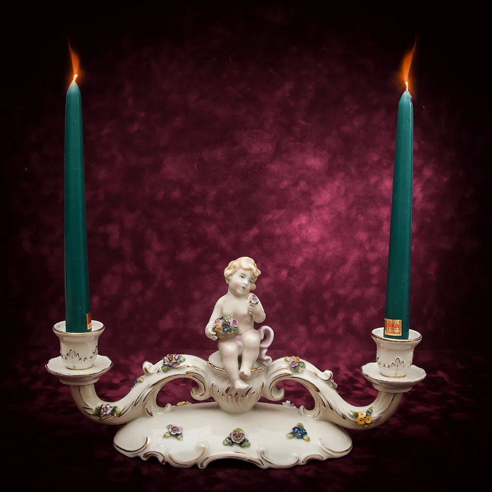Подсвечник «Путти» Фарфор - Von Schierholz - Германия 1930-1950 годы ХХ века.