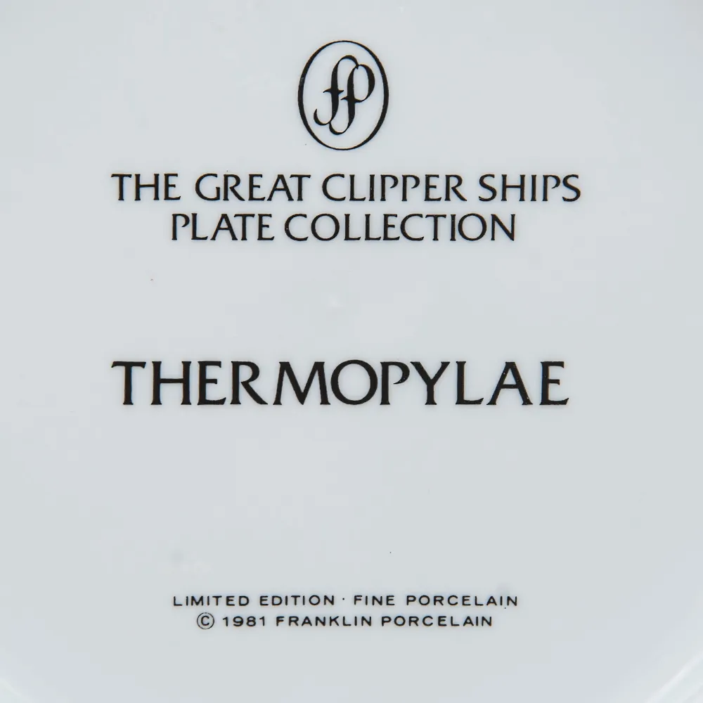 Коллекционная Тарелка «Парусные Корабли - THERMOPYLAE» Фарфор США, The FRANKLIN MINT -1981 год.