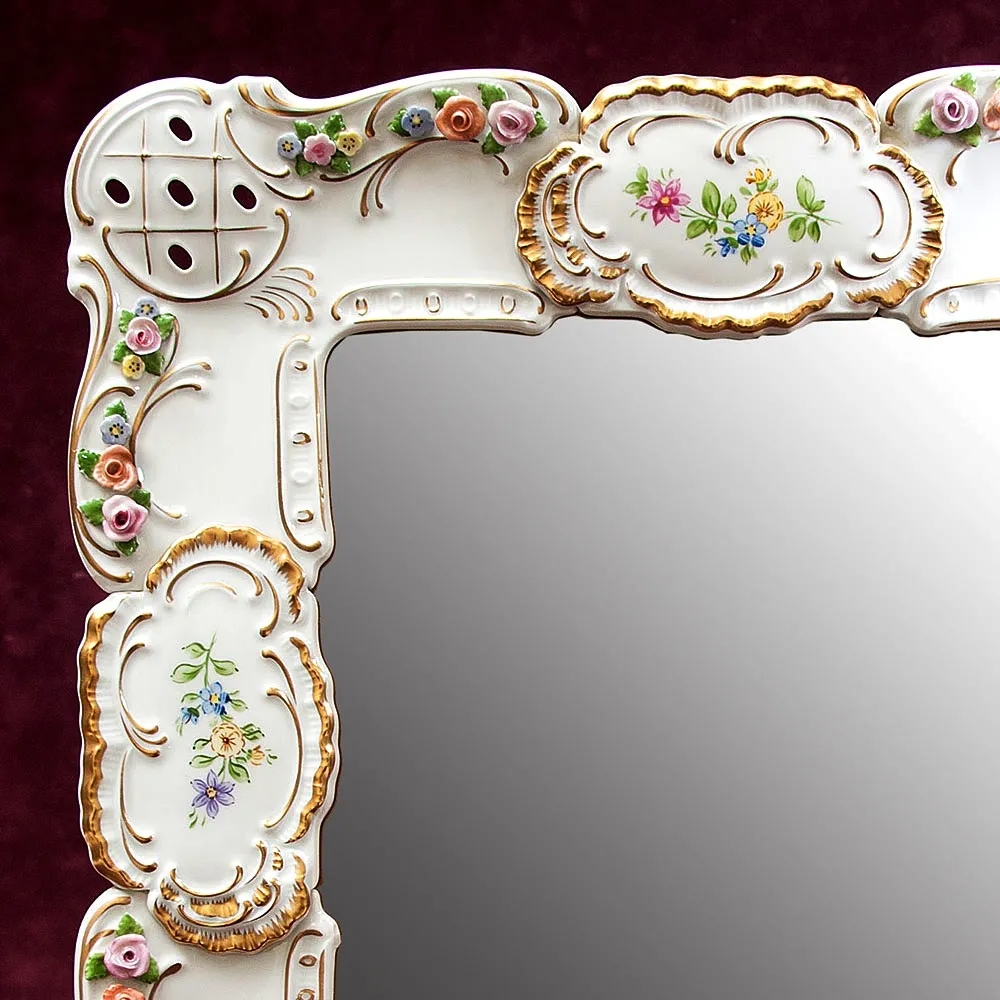 Настенное Фарфоровое Зеркало 37,5 см. х 36 см. LINDNER Kups Bavaria, Германия 60гг.