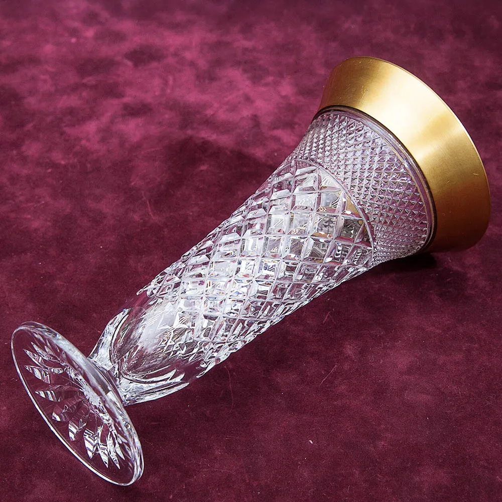 Хрустальная Ваза с Золотым кантом, Н - 20 см., SCHONBORNER, Германия 60-е гг.