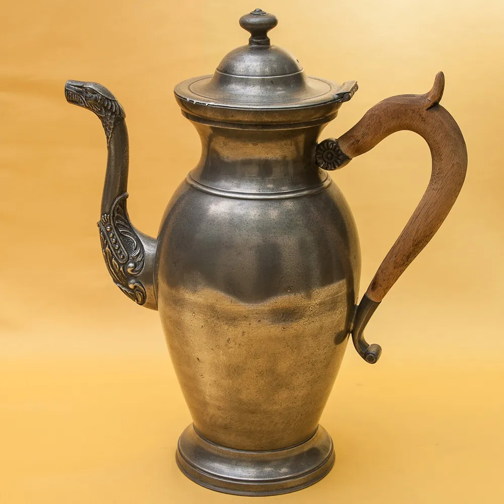 Антикварный Классический Большой Оловянный Кофейник на 3 литра. Бельгия,  ХIХ век.