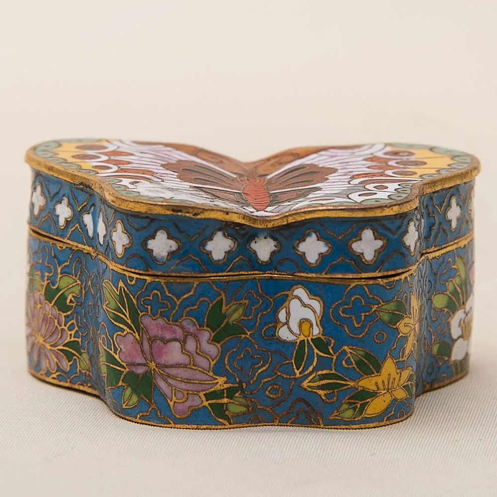 Винтажная Шкатулка - Бонбоньерка «БАБОЧКА» в технике «Клуазоне», Китай 50-е годы ХХ века. 