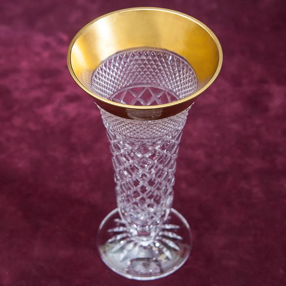 Хрустальная Ваза с Золотым кантом, Н - 20 см., SCHONBORNER, Германия 60-е гг.