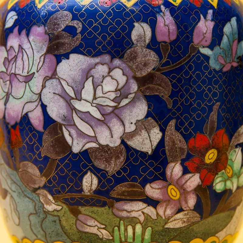 Редкость! Ваза «Королевские ПИОНЫ» в технике « Клуазоне» Н -26см.  Китай 50 -е годы ХХ века