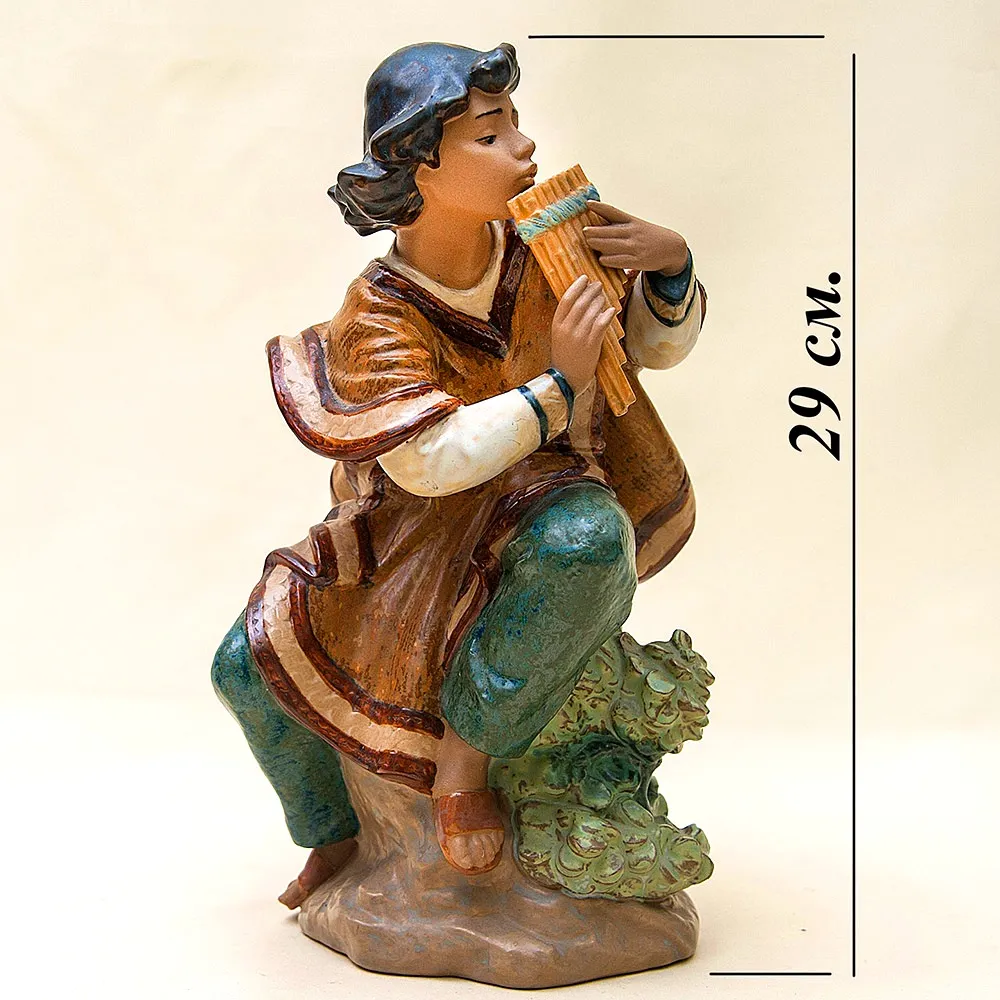 Большая Коллекционная Фарфоровая статуэтка «Юноша играющий на флейте», серия Грес Lladro Испания -1986г.