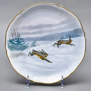 Столовый Фарфоровый сервиз «Охота» на 12 персон, Kaestner Saxonia Германия, первая половина ХХ века.