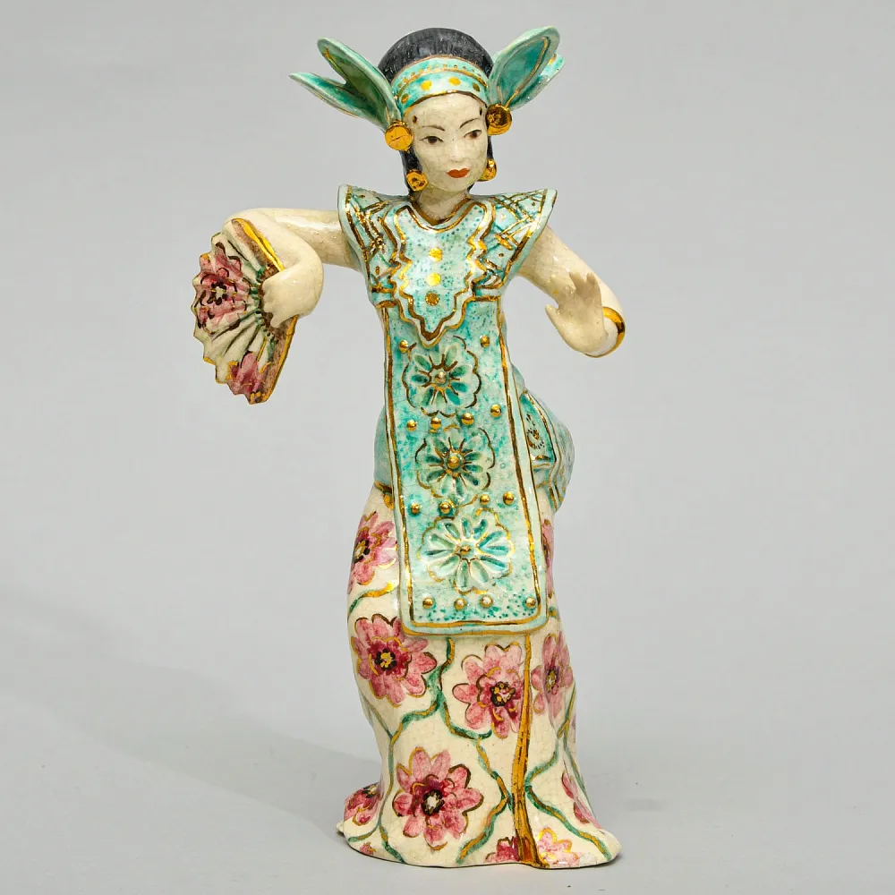 Коллекционная Фаянсовая статуэтка "Балийский танец", Poterie D'Art de Lausanne Швейцария - вторая половина ХХ века.