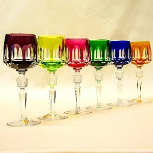 Шесть Бокалов для вина из Цветного Хрусталя серия «ANTIKA», NACHTMANN Германия, 70 -е годы.