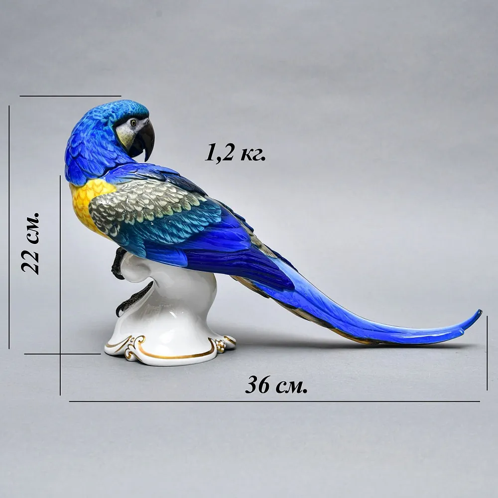 Коллекционная Фарфоровая статуэтка «Попугай Сине-Желтый АРА», ROSENTHAL Германия - 1936 год. 