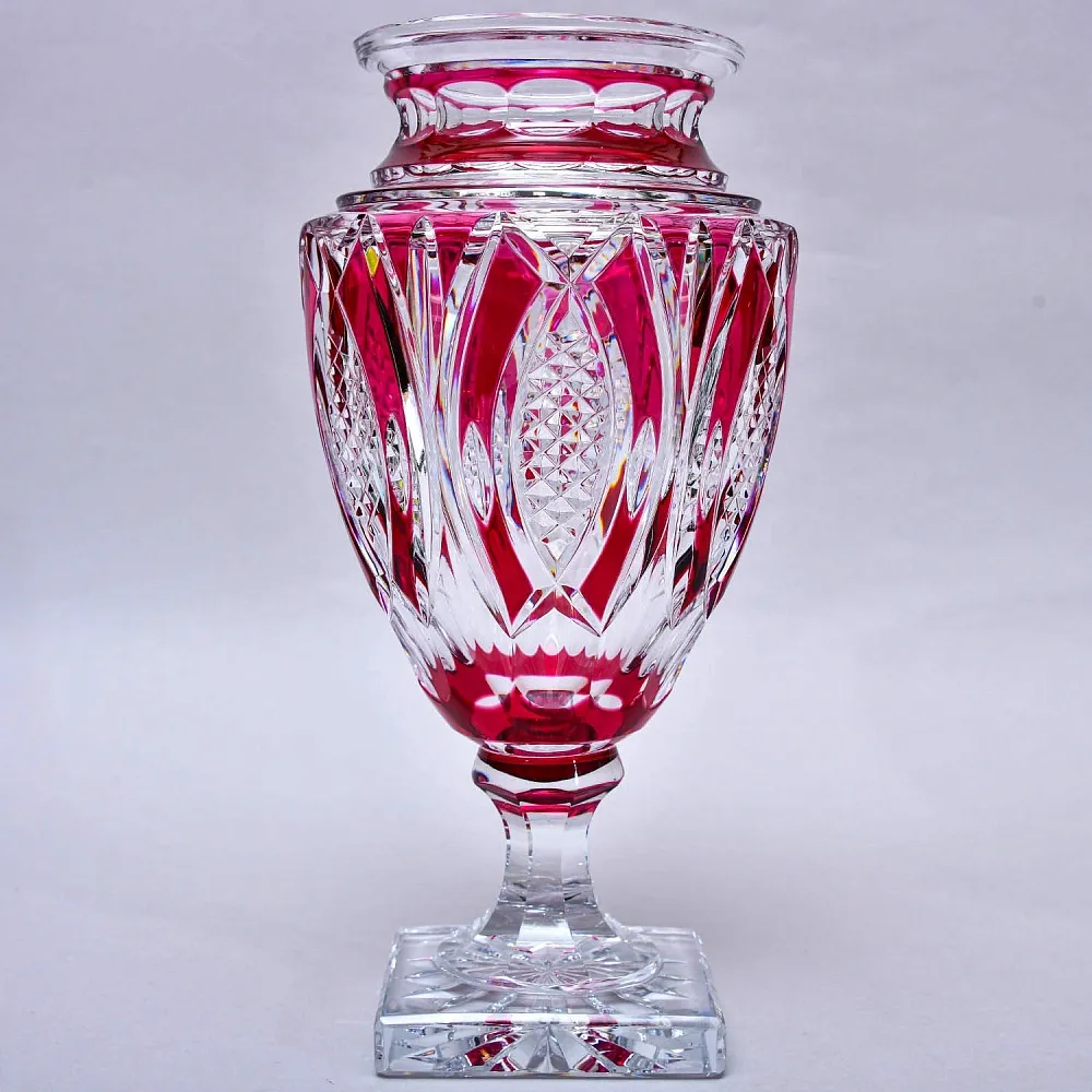 Редкость! Хрустальная Ваза на ноге VAL SAINT LAMBERT (Вал Сант Ламберт) Бельгия, середина ХХ века.