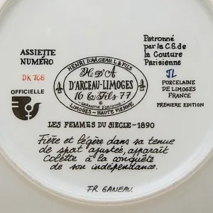 Коллекционная Тарелка «Женщина и 1890 год » Фарфор, Лимож, Limoges, Франция - 1976 год.