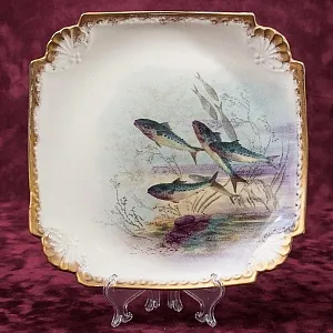 Антикварный Набор тарелок для подачи рыбы - 3 шт., FRANZ ANTON MEHLEM Германия, 1885 -1920 гг.