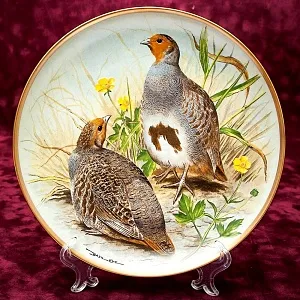 Коллекционная Тарелка «Серая куропатка» Фарфор Лимож Limoges Франция 1979 год.