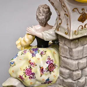 Редкость! Механические Фарфоровые Часы с боем «Свидание на пленэре», Franz Hermle & Sohn Германия 50 гг.