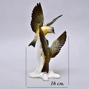 Пара Птиц - Фарфоровая Статуэтка «Хохлатые Жаворонки», Карл Энс / Karl Ens, Германия 50 гг.