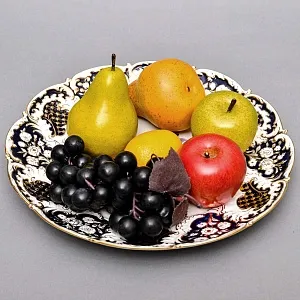 Коллекционное Фарфоровое Блюдо - Тарелка «Букет с тюльпаном и розой», Кобальт, MEISSEN Германия - 1970 год.