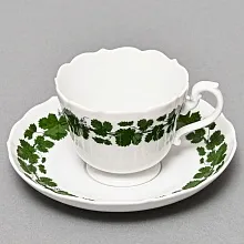 Классическая Кофейная пара «Виноградная лоза», Фарфор, MEISSEN Германия, первая половина ХХ века.