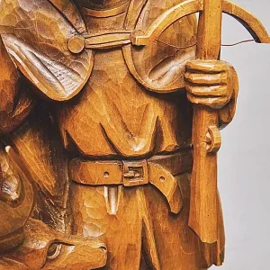 Большая Коллекционная Деревянная статуэтка «Охотник с Оленем», Германия середина ХХ века.