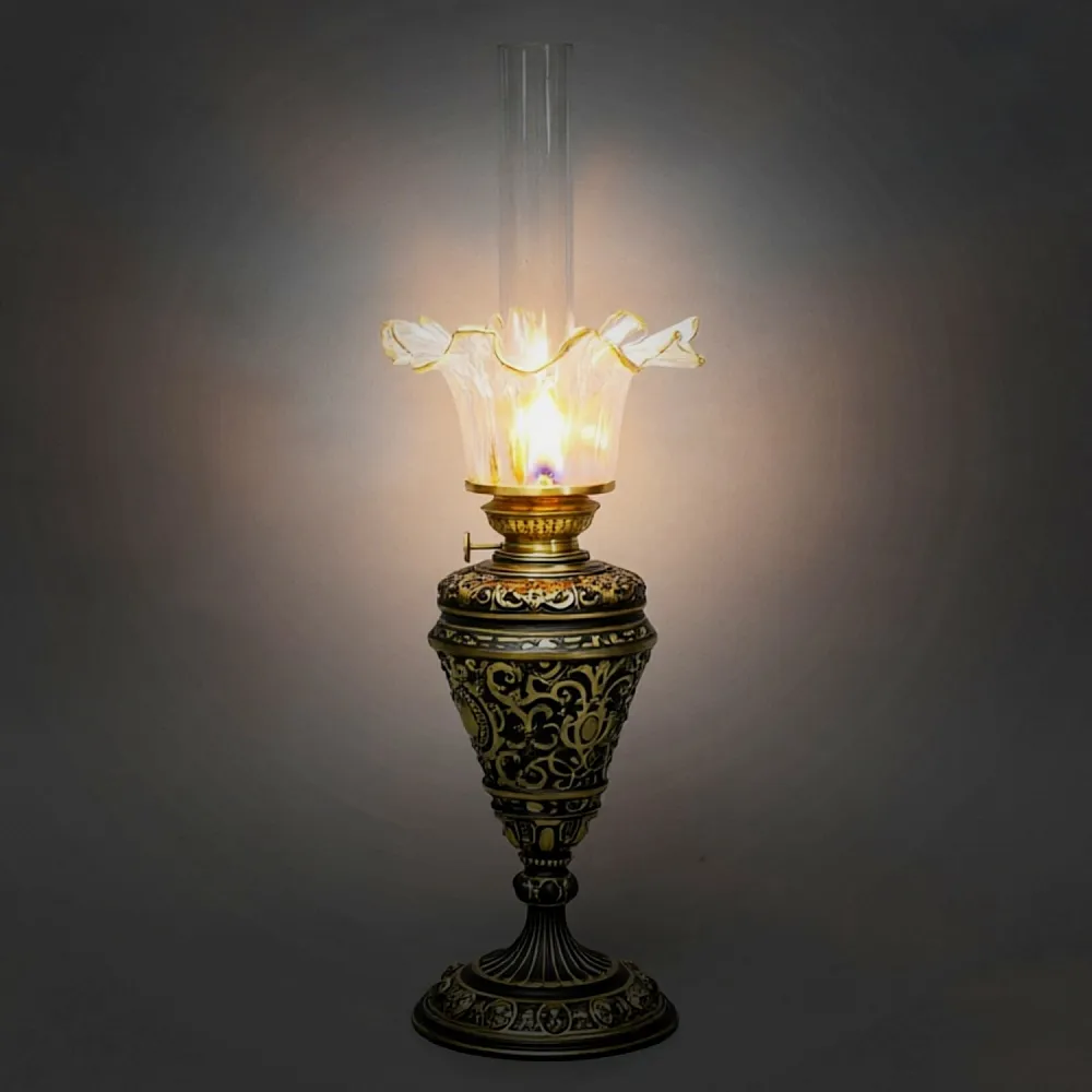 Старинная Настольная Керосиновая Лампа Hugo Schneider, Leipzig, Германия -1915 -1920 годы.