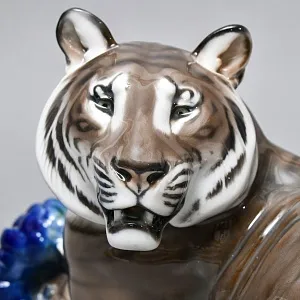 Большая! Авторская Фарфоровая статуэтка «Тигр с павлином», ROSENTHAL Германия, 1919 - 1934 годы. 