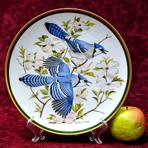 Коллекционная Тарелка - Блюдо «Голубая Сойка» Фарфор, Franklin Porcelain США -1980 год.