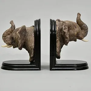 Букенды - Держатель - Ограничитель - Подставка для книг «Слоны», Дерево, Полимер. Германия - вторая половина ХХ века.